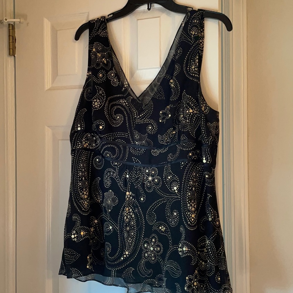Silk Paisley Print Ann Taylor Sleeveless Blouse